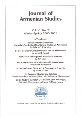 JOURNAL OF ARMENIAN STUDIES: Volume VI, Number 2: Winter/Spring 2000-2001