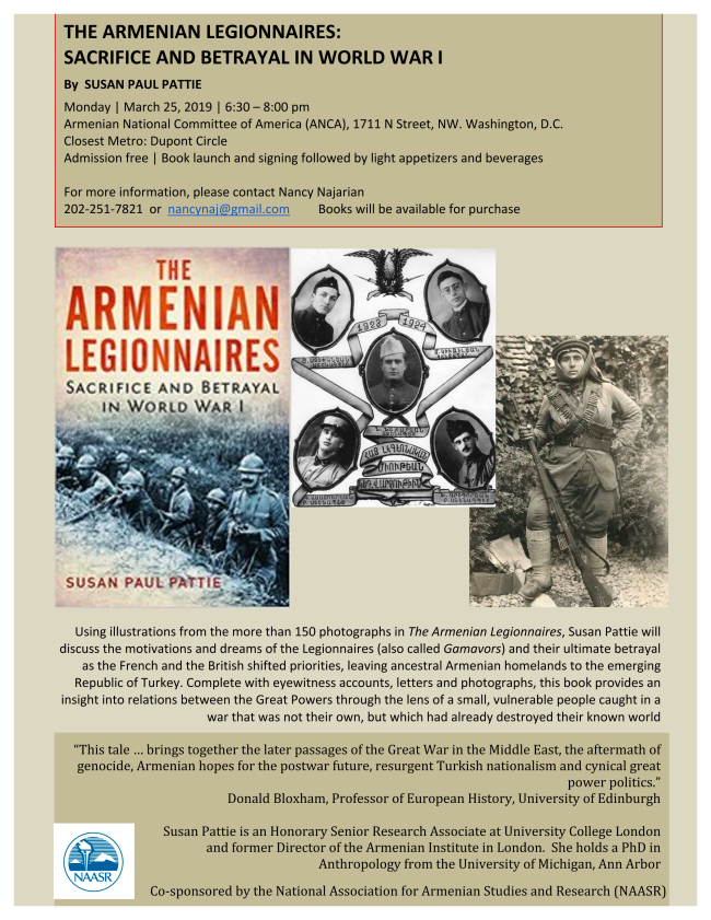 Susan Pattie, "The Armenian Legionnaires: Sacrifice and Betrayal in World War I"