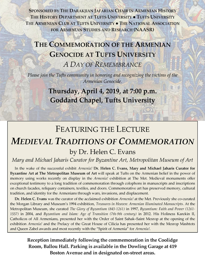 Helen Evans, "Medieval Traditions of Commemoration" & Tufts Armenian Genocide Commemoration