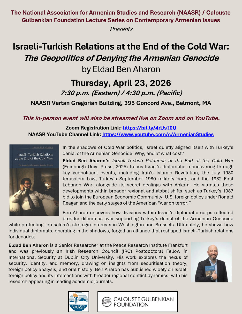 Israeli–Turkish Relations at the End of the Cold War: The Geopolitics of Denying the Armenian Genocide flyer