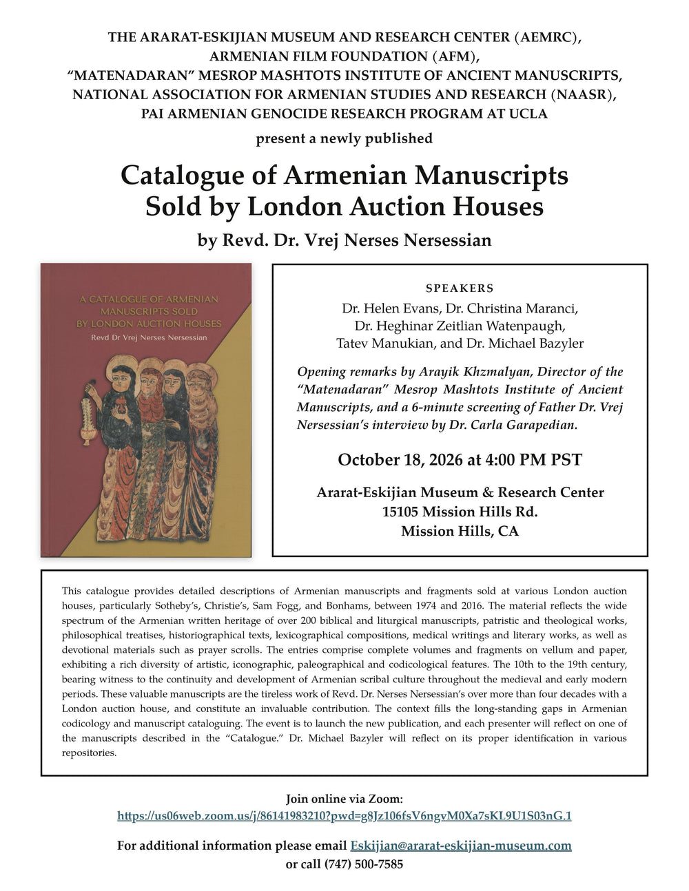 Catalogue of Armenian Manuscripts Sold by London Auction Houses flyer