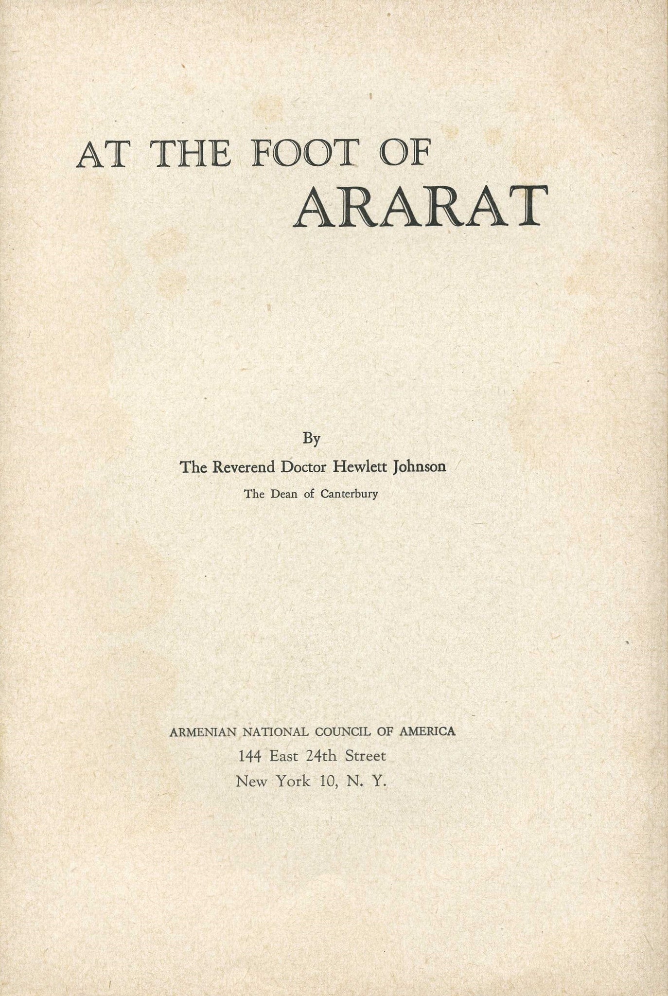 AT THE FOOT OF ARARAT