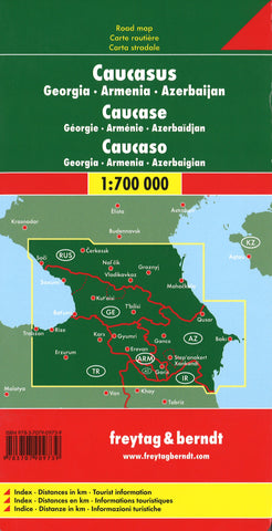 CAUCASUS: Map of Georgia - Armenia - Azerbaijan