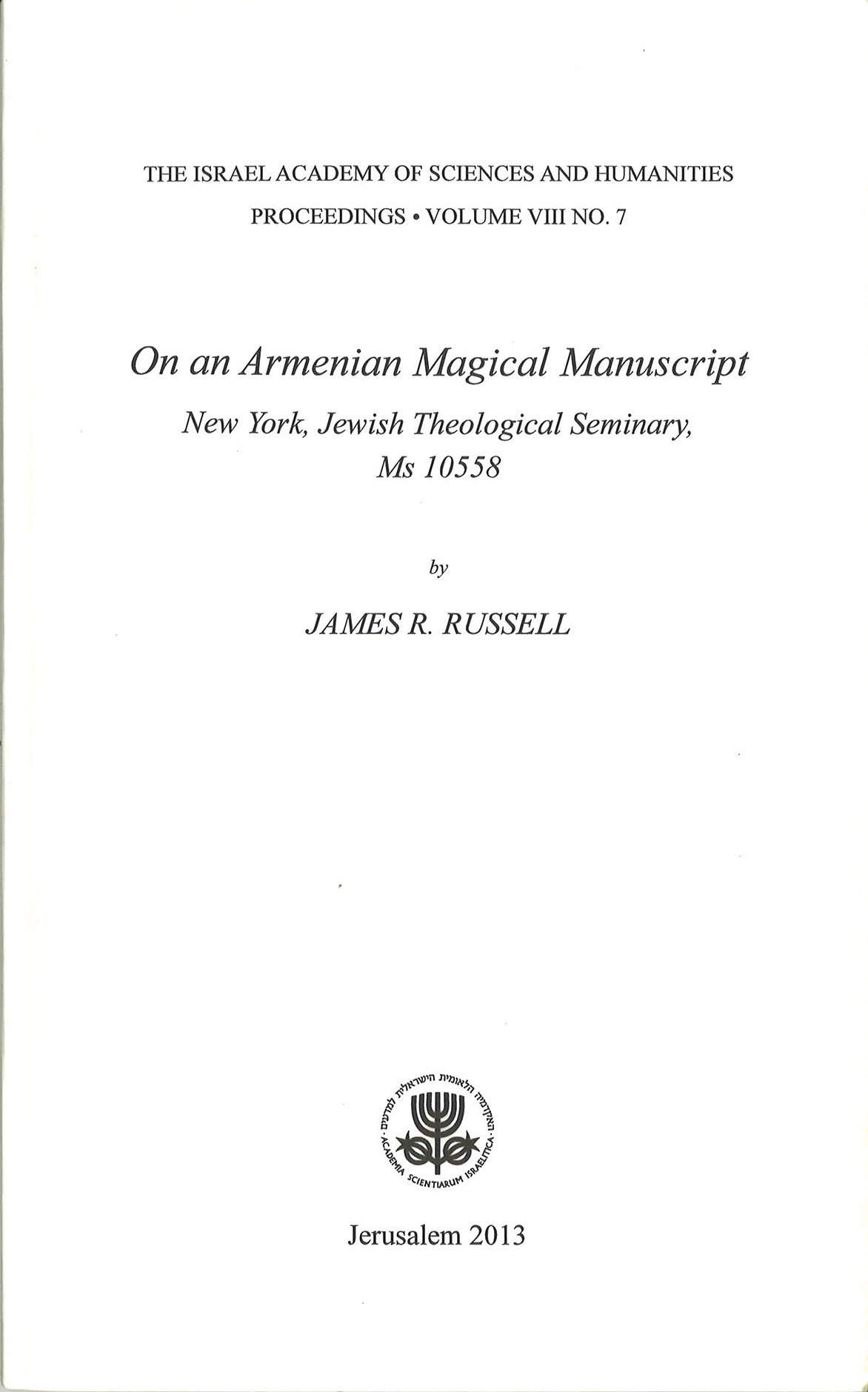 ON AN ARMENIAN MAGICAL MANUSCRIPT