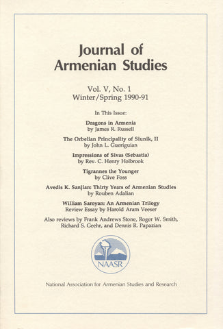 JOURNAL OF ARMENIAN STUDIES: Volume V, Number 1: Winter/Spring 1990-1991
